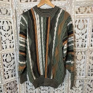 Vintage 90’s Coogi Style 3D Abstract Cosby Knit Tundra Pullover Sweater-SEE